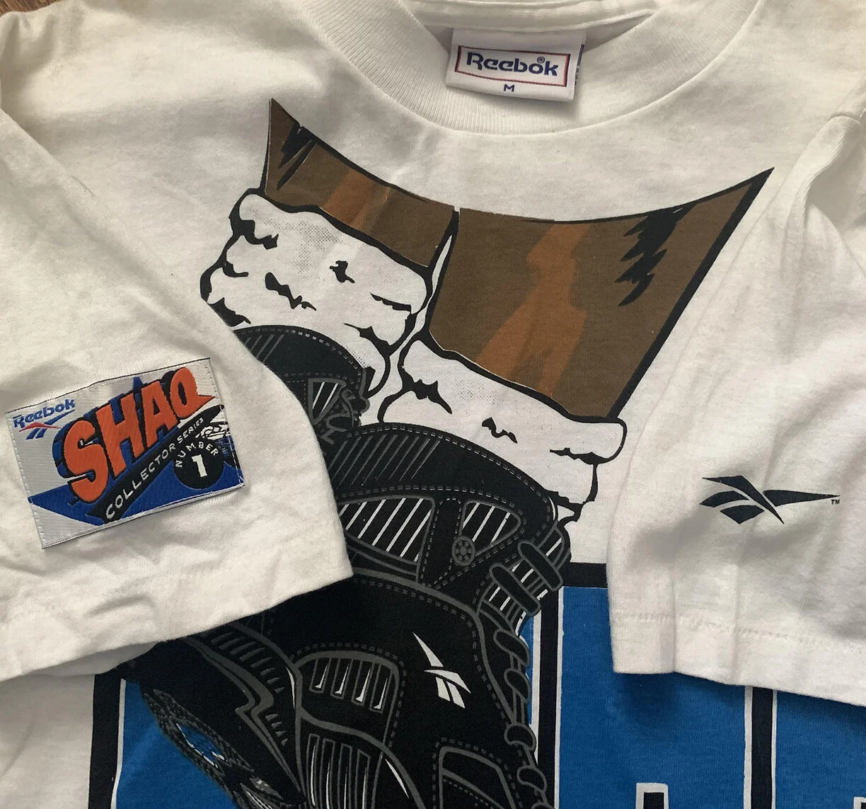 Vintage Reebok Shaq Collectors White T Shirt #1 (Size M) NWT — RootsBK